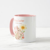 Personalized Watercolor Bunny Happy Easter  マグカップ (正面左)