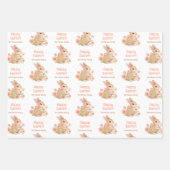 Personalized Watercolor Bunny Happy Easter ラッピングペーパーシート (正面2)