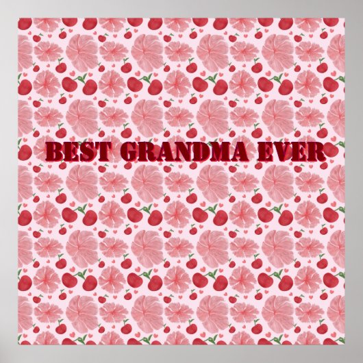 Personalized Watercolor Cherry Floral Pattern,  ポスター (正面)