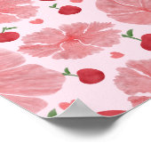 Personalized Watercolor Cherry Floral Pattern,  ポスター (角)