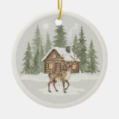 Personalized Watercolor Christmas セラミックオーナメント (正面)