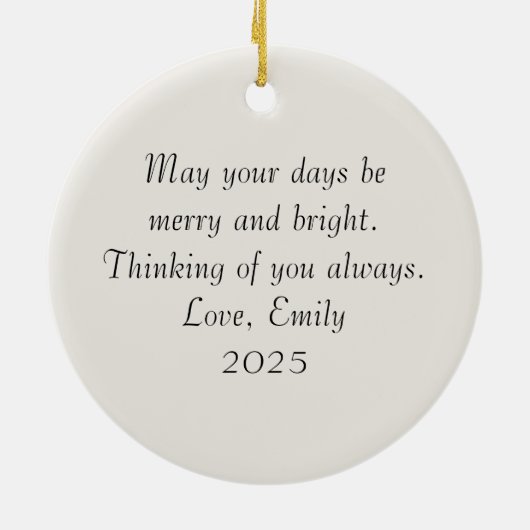 Personalized Watercolor Christmas セラミックオーナメント (裏面)