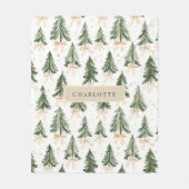 Personalized Watercolor Christmas Tree Blanket フリースブランケット (正面)