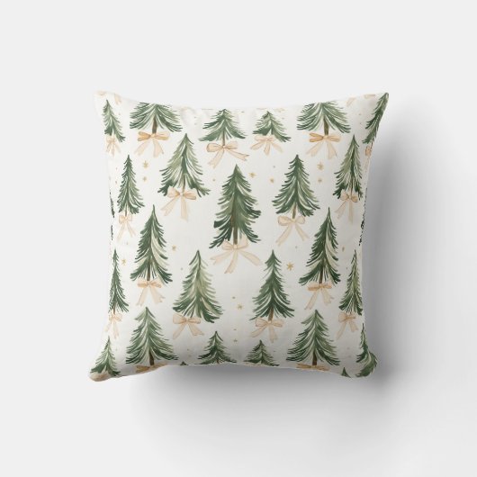 Personalized Watercolor Christmas Tree Name  クッション (裏面)