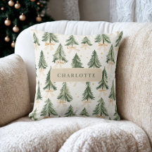 Personalized Watercolor Christmas Tree Name 