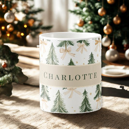Personalized Watercolor Christmas Tree Name Mug コーヒーマグカップ