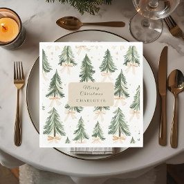 Personalized Watercolor Christmas Tree Napkins スタンダードランチョンナプキン