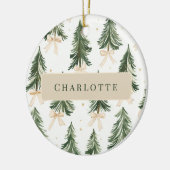 Personalized Watercolor Christmas Tree Ornament セラミックオーナメント (左)