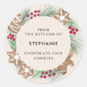 Personalized Watercolor Cookie Exchange ラウンドシール (正面)