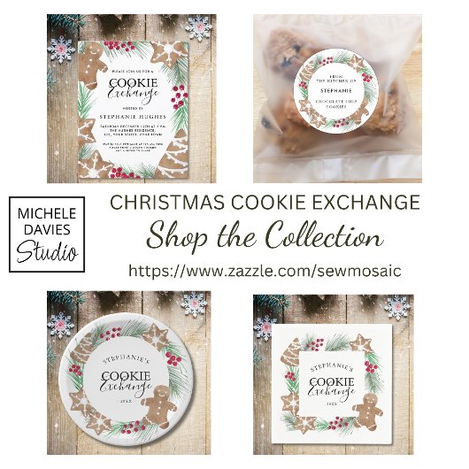 Personalized Watercolor Cookie Exchange ラウンドシール