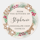 Personalized Watercolor Cookie Exchange ラウンドシール (正面)