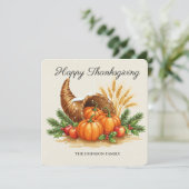 Personalized Watercolor Cornucopia Thanksgiving  カード (スタンド正面)