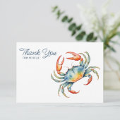 Personalized Watercolor Crab Beach Thank You Cards 出欠カード (スタンド正面)