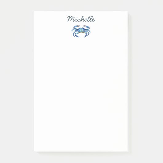 Personalized  Watercolor Crab Summer Beach    ポストイット (正面)