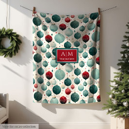 Personalized watercolor deep red Christmas gift フリースブランケット