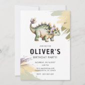 Personalized Watercolor Dinosaur Birthday Party 招待状 (正面)