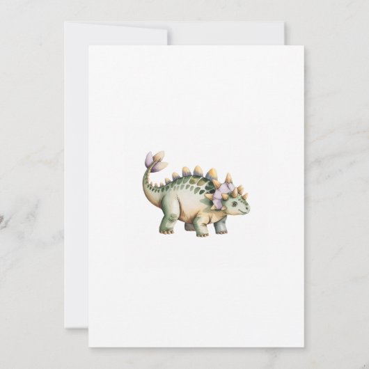 Personalized Watercolor Dinosaur Birthday Party 招待状 (裏面)