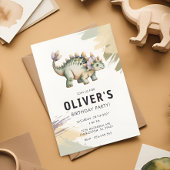 Personalized Watercolor Dinosaur Birthday Party 招待状