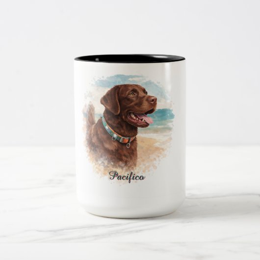 Personalized Watercolor Dog Portrait Mug | Custom  ツートーンマグカップ (中央)