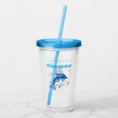Personalized Watercolor Dolphin Acrylic Cup アクリルタンブラー (裏面)