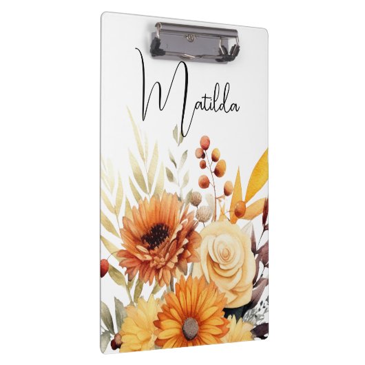 Personalized Watercolor floral  クリップボード (右)