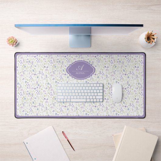Personalized Watercolor Floral デスクマット (オフィス1)