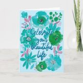 Personalized Watercolor Floral Birthday Card  カード (正面)