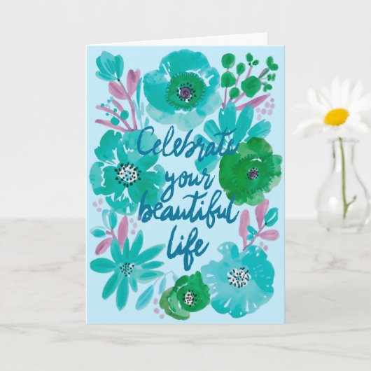 Personalized Watercolor Floral Birthday Card  カード (小さな植物)