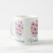 Personalized Watercolor Floral Bouquet Name Coffee コーヒーマグカップ (正面左)