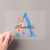 Personalized Watercolor Floral Letter A monogram アクリル招待状 (インサイチュ (ポータブル))
