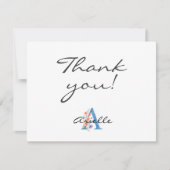Personalized Watercolor Floral Letter A monogram サンキューカード (正面)