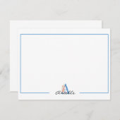 Personalized Watercolor Floral Letter A monogram ノートカード (正面/裏面)