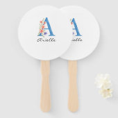 Personalized Watercolor Floral Letter A monogram ハンドファン (正面&裏面)