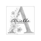 Personalized Watercolor Floral Letter A monogram ラバースタンプ (インプリント)