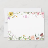 Personalized Watercolor Floral Monogram Stationery ノートカード (正面)