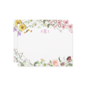 Personalized Watercolor Floral Monogram Stationery ノートカード (正面/裏面インサイチュ)
