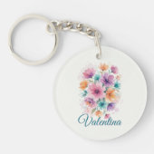 Personalized Watercolor Floral Name Keychain キーホルダー (正面)