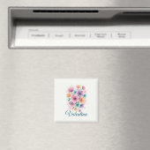 Personalized Watercolor Floral Name Magnet マグネット (インサイチュ (食洗機))