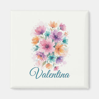 Personalized Watercolor Floral Name Magnet マグネット