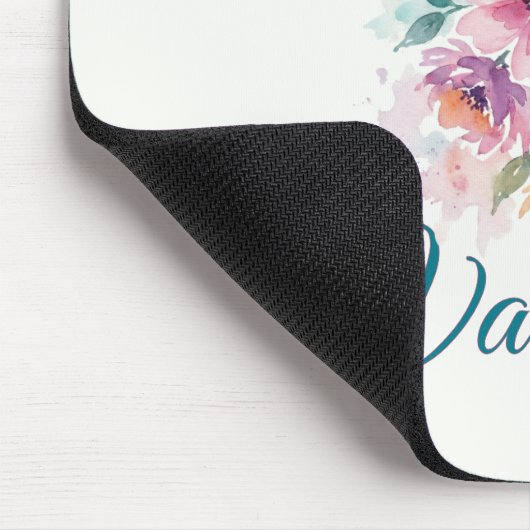 Personalized Watercolor Floral Name Mousepad マウスパッド (コーナー)