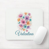 Personalized Watercolor Floral Name Mousepad マウスパッド (マウス)