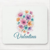 Personalized Watercolor Floral Name Mousepad マウスパッド (正面)