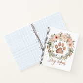 Personalized Watercolor Floral Paw Print Dog Mom ノートブック (内部)
