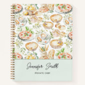 Personalized Watercolor Food Cooking Recipe Book ノートブック (正面)