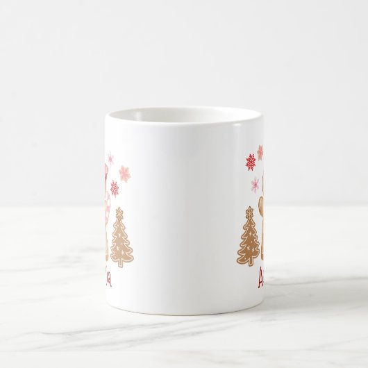 Personalized Watercolor Gingerbread Cookie  コーヒーマグカップ (中央)