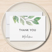 Personalized Watercolor Greenery  サンキューカード