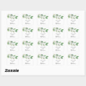 Personalized Watercolor Greenery スクエアシール (シート)