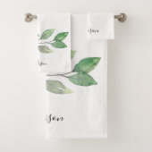 Personalized Watercolor Greenery  バスタオルセット (インサイチュ)