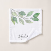 Personalized Watercolor Greenery  バスタオルセット (ウォッシュタオル)