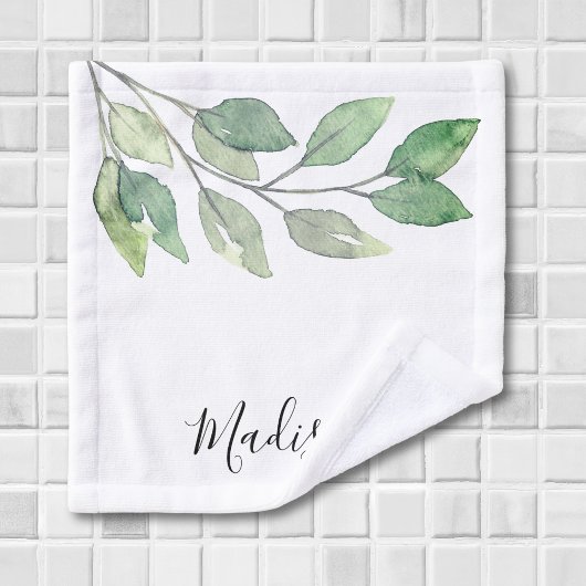 Personalized Watercolor Greenery  バスタオルセット